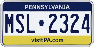PA license plate MSL2324