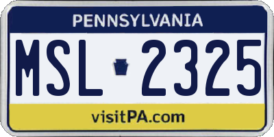 PA license plate MSL2325