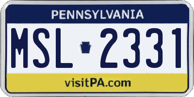 PA license plate MSL2331