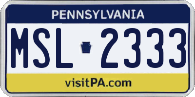 PA license plate MSL2333