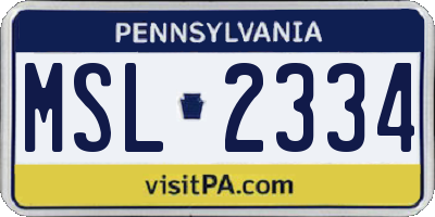 PA license plate MSL2334