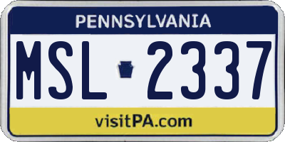 PA license plate MSL2337