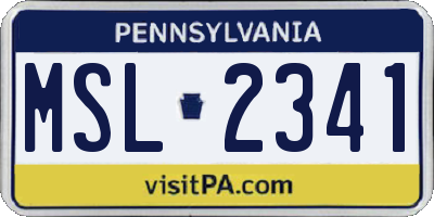 PA license plate MSL2341