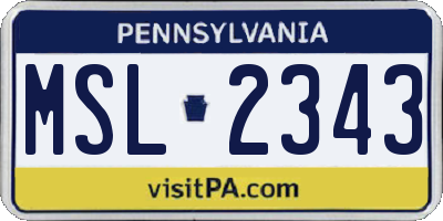PA license plate MSL2343