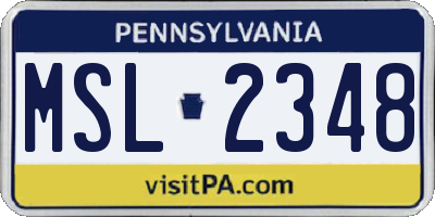 PA license plate MSL2348