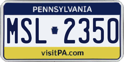 PA license plate MSL2350