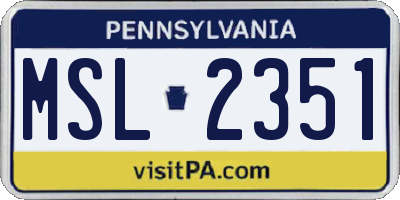 PA license plate MSL2351