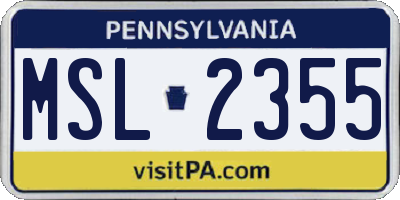PA license plate MSL2355