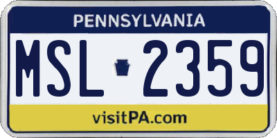 PA license plate MSL2359