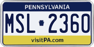 PA license plate MSL2360