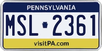 PA license plate MSL2361