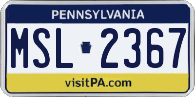 PA license plate MSL2367