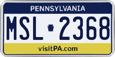 PA license plate MSL2368