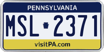 PA license plate MSL2371