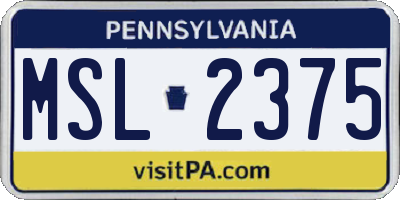 PA license plate MSL2375