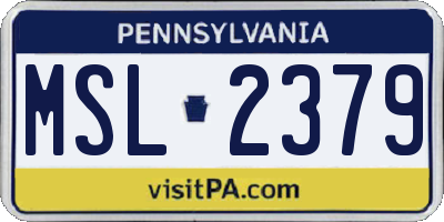 PA license plate MSL2379
