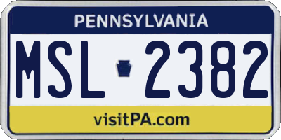 PA license plate MSL2382