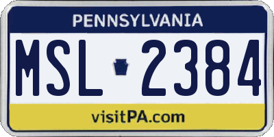 PA license plate MSL2384