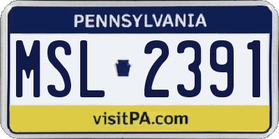 PA license plate MSL2391