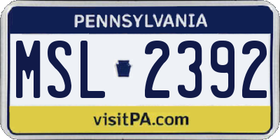 PA license plate MSL2392