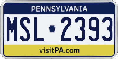 PA license plate MSL2393