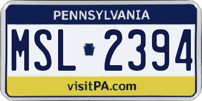 PA license plate MSL2394