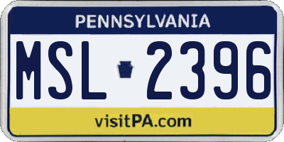 PA license plate MSL2396