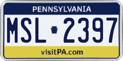 PA license plate MSL2397