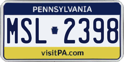 PA license plate MSL2398