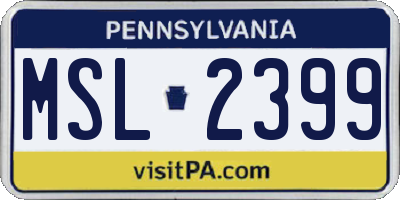 PA license plate MSL2399