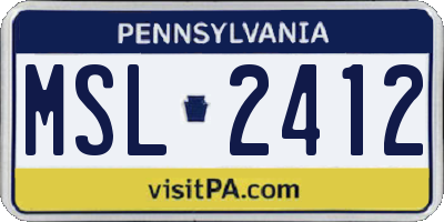 PA license plate MSL2412