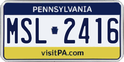PA license plate MSL2416