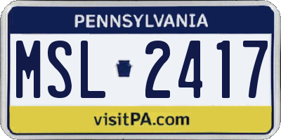 PA license plate MSL2417