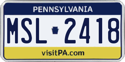 PA license plate MSL2418
