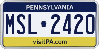 PA license plate MSL2420