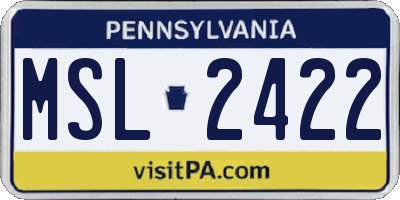 PA license plate MSL2422