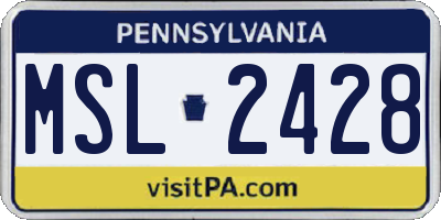 PA license plate MSL2428