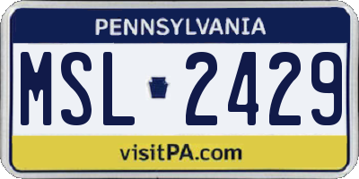 PA license plate MSL2429