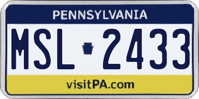 PA license plate MSL2433