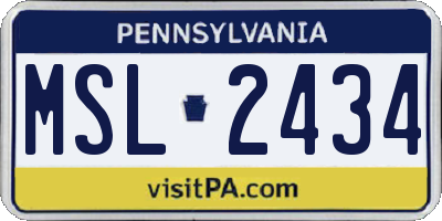 PA license plate MSL2434