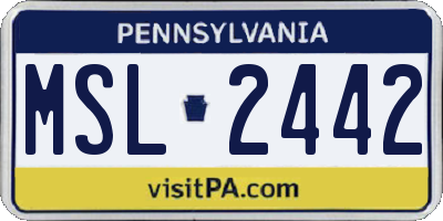 PA license plate MSL2442