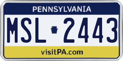 PA license plate MSL2443