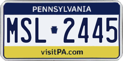 PA license plate MSL2445