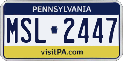 PA license plate MSL2447