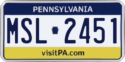 PA license plate MSL2451