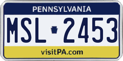 PA license plate MSL2453