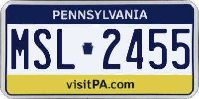 PA license plate MSL2455