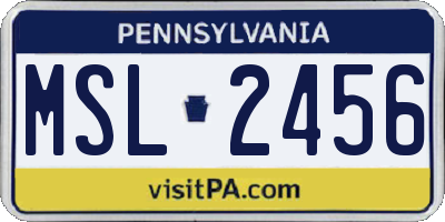 PA license plate MSL2456