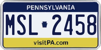 PA license plate MSL2458