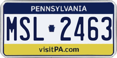 PA license plate MSL2463